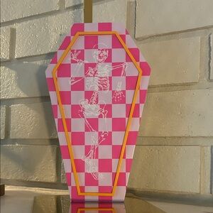 Pink Checkered Skeleton Decor NWOT